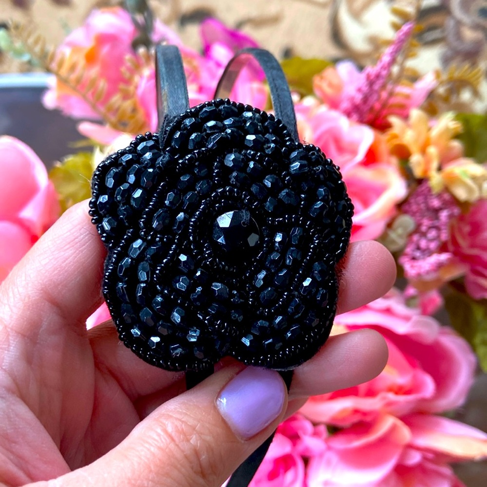Black floral head band